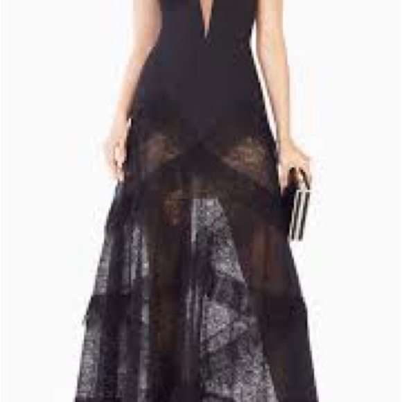 NWT BCBGMAXAZRIA Avaline Elegant Black Lace Evening Dress - Picture 13 of 13